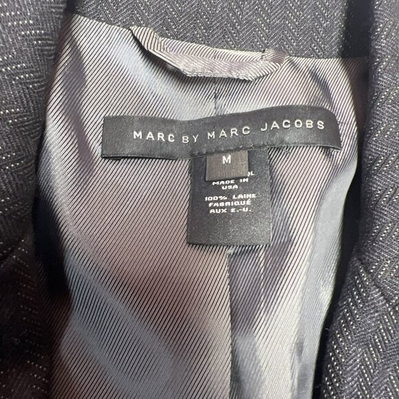 Marc by Marc Jacobs gray and blue striped mens 100% wool blazer size medium USA - Picture 2 of 16